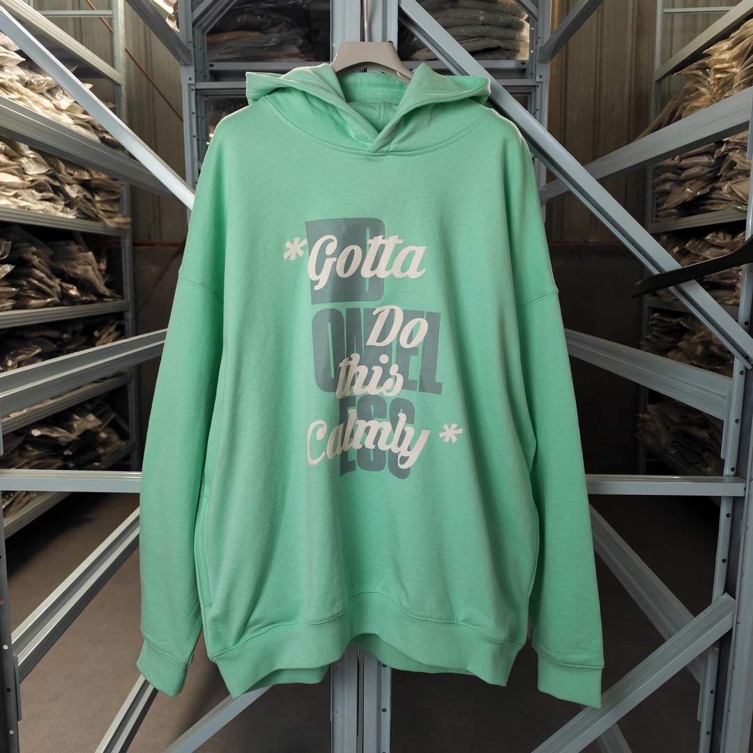 BLS标语图案帽衫K3218浅绿色