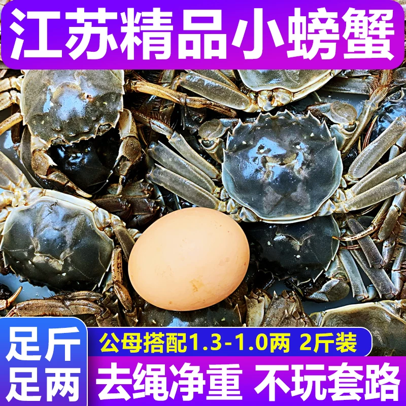 【活蟹】江苏精品河蟹 公母各半1.3-1.0两 20-30只共2/3斤 鲜活发货