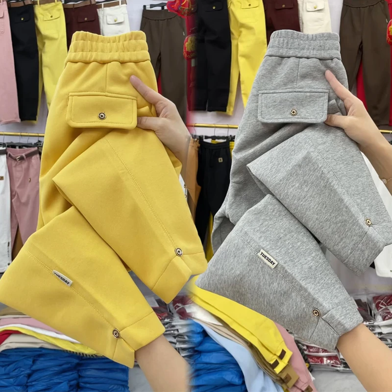 小个子2025春季松紧腰弹力哈伦裤女小裤脚百搭时尚休闲裤舒适女裤