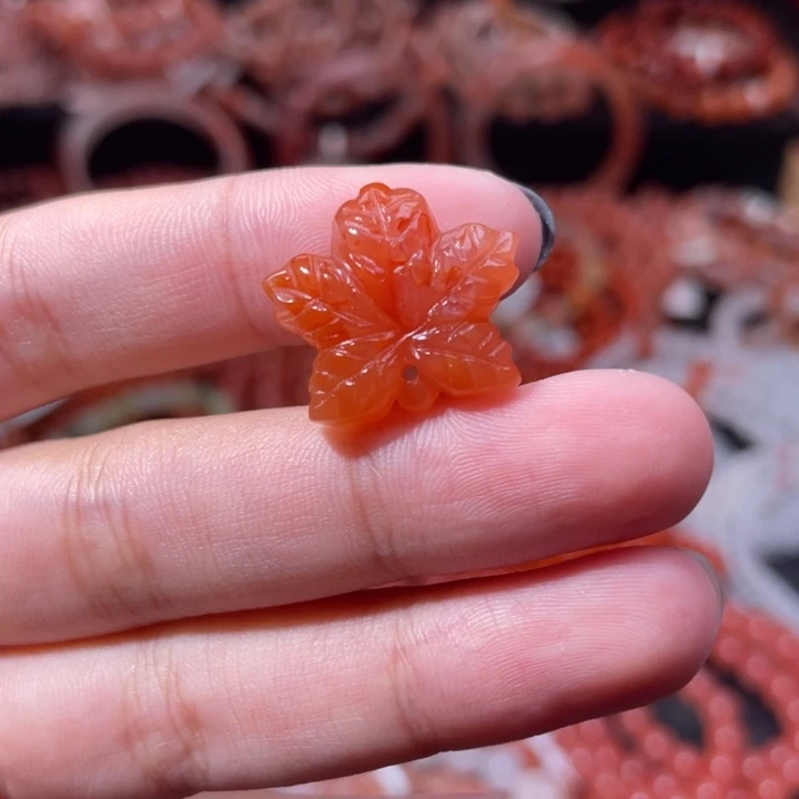南红玛瑙未镶嵌配饰手串枫叶1153