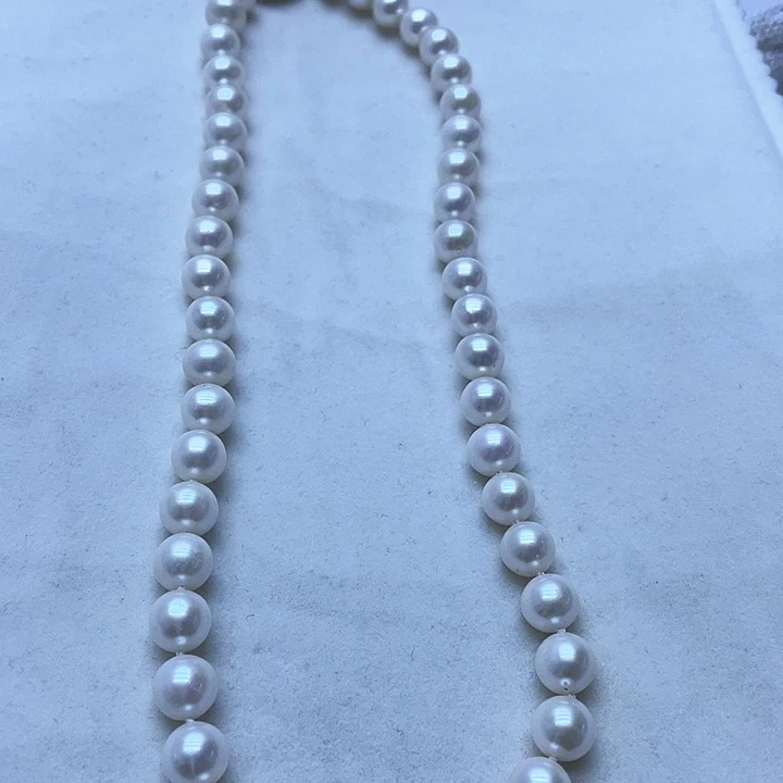 淡水珍珠项链银S925镶嵌9-10正圆无核