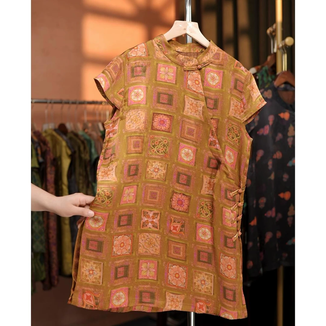 【风霜】老钱风新中式夏季新款奥黛裙女中长款上衣高级百搭显瘦