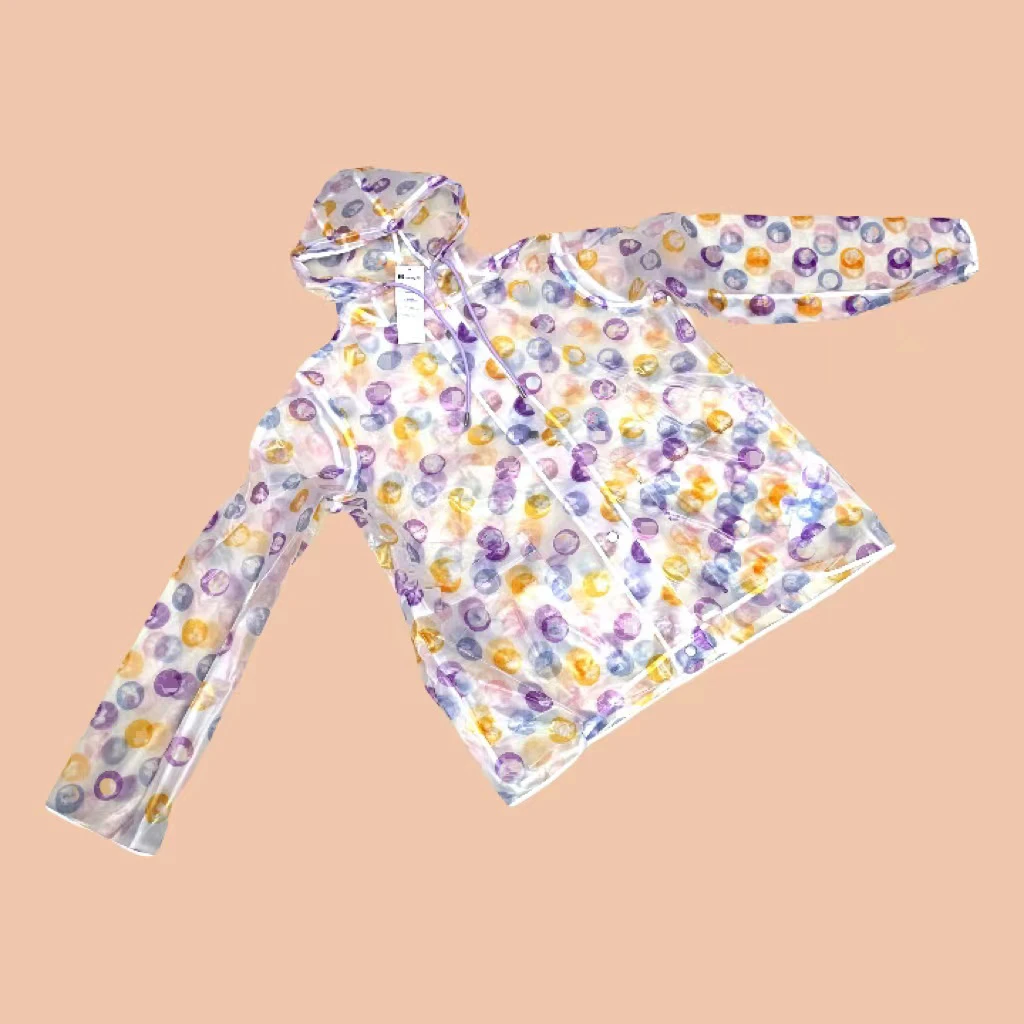 【迪】乐园磨砂款圆点厚款雨衣【瑕疵黑点脏】