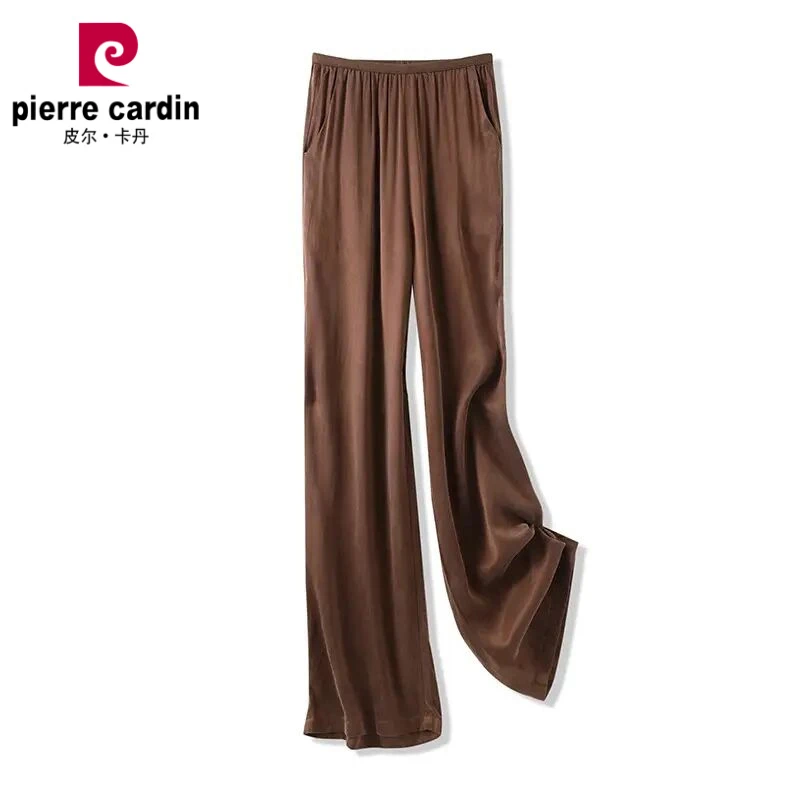 皮尔卡丹铜氨丝阔腿裤女夏宽松高腰垂感直筒裤显瘦透气薄款百搭长