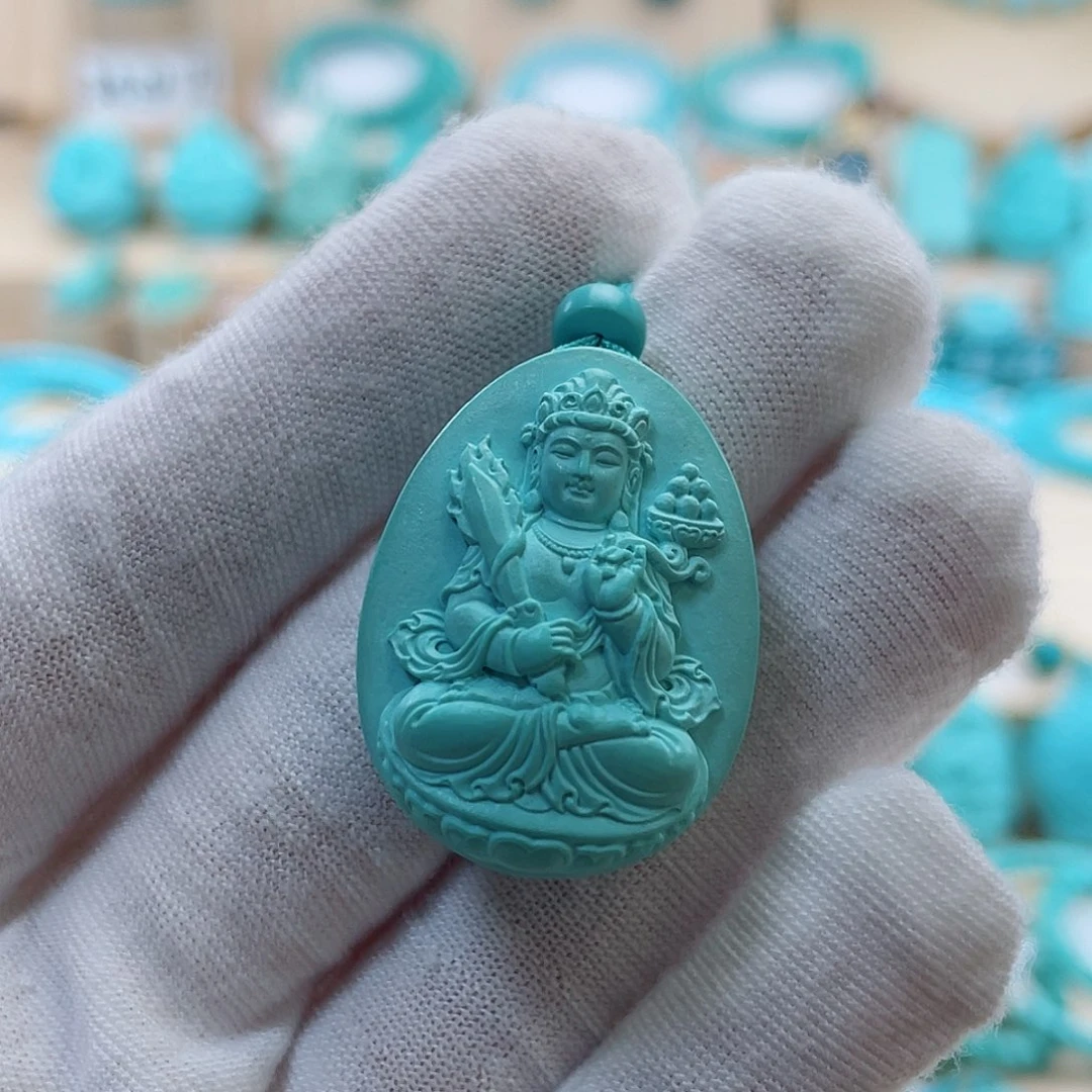 未镶嵌绿松石珠宝奇石虚空藏菩萨