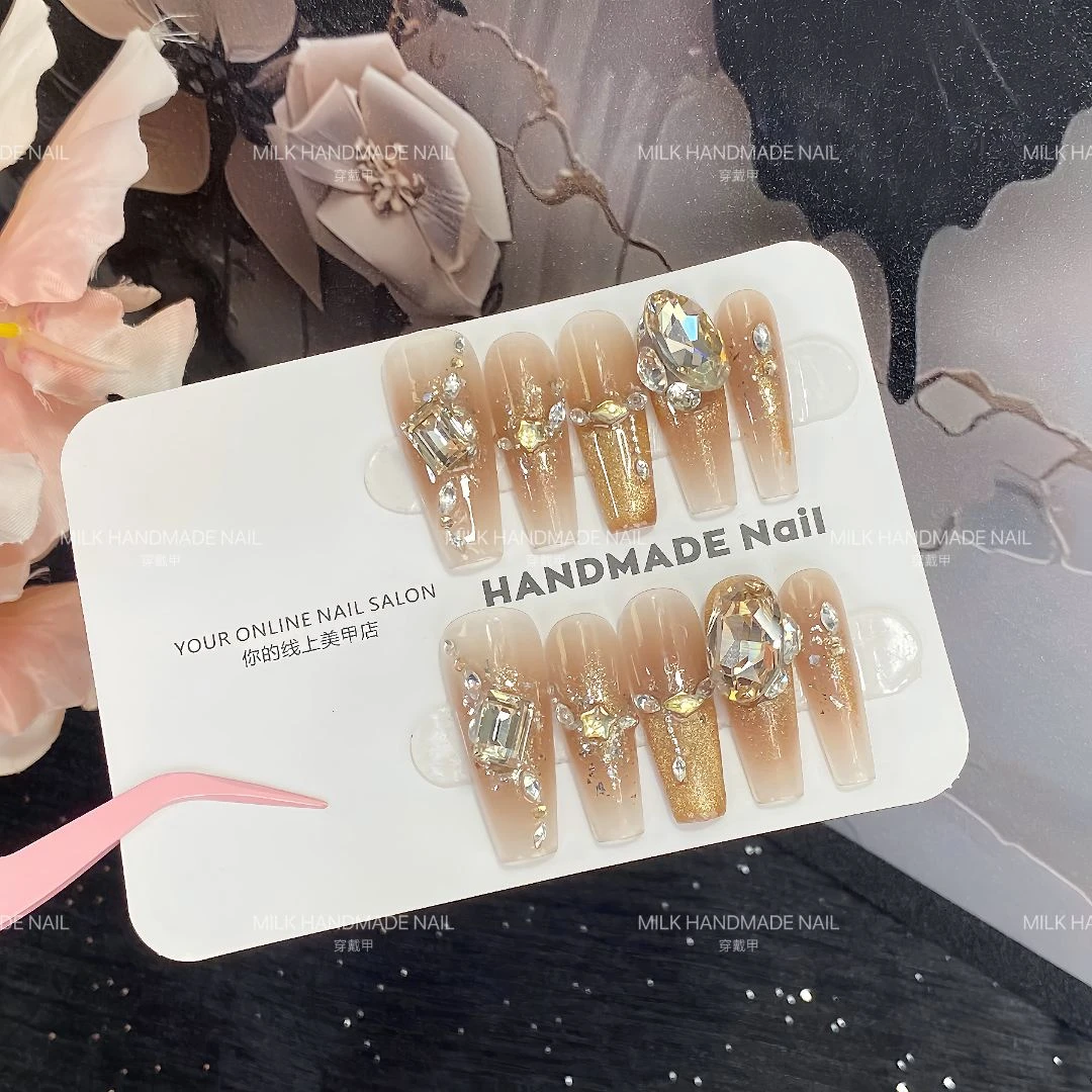 编号【44】美拉德氛围感冰透纯手工穿戴甲