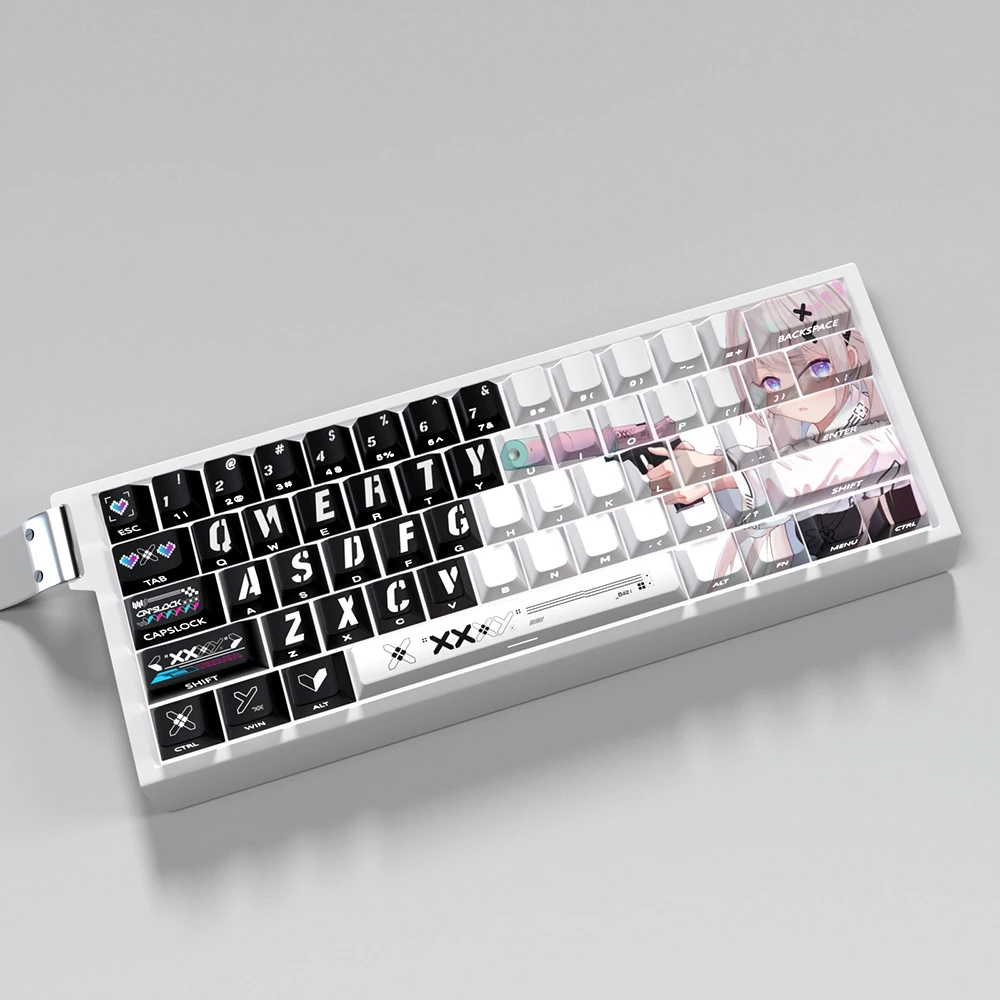 印花集少女主题键帽侧刻透光适配客制化磁轴机械键盘60/61/65/68