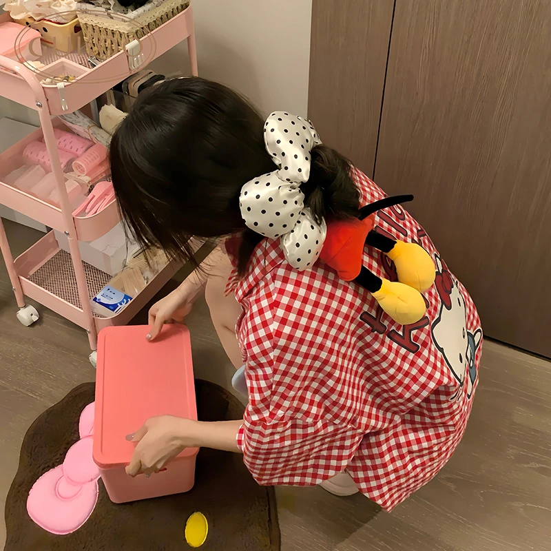 【Gukoo果壳】HelloKitty睡衣夏季红格子纯棉套装女士可外穿家居服