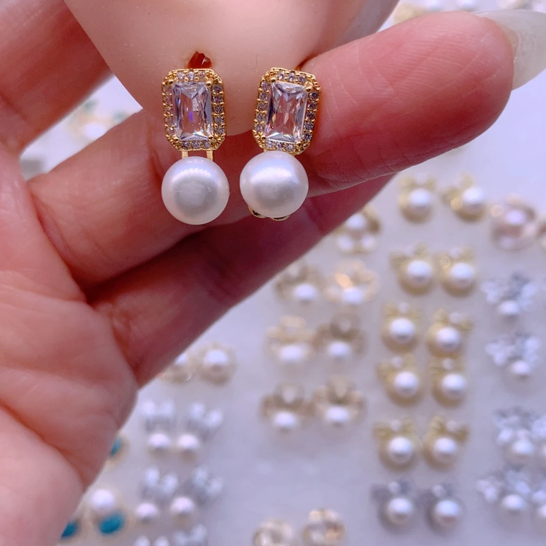 合金淡水珍珠耳饰