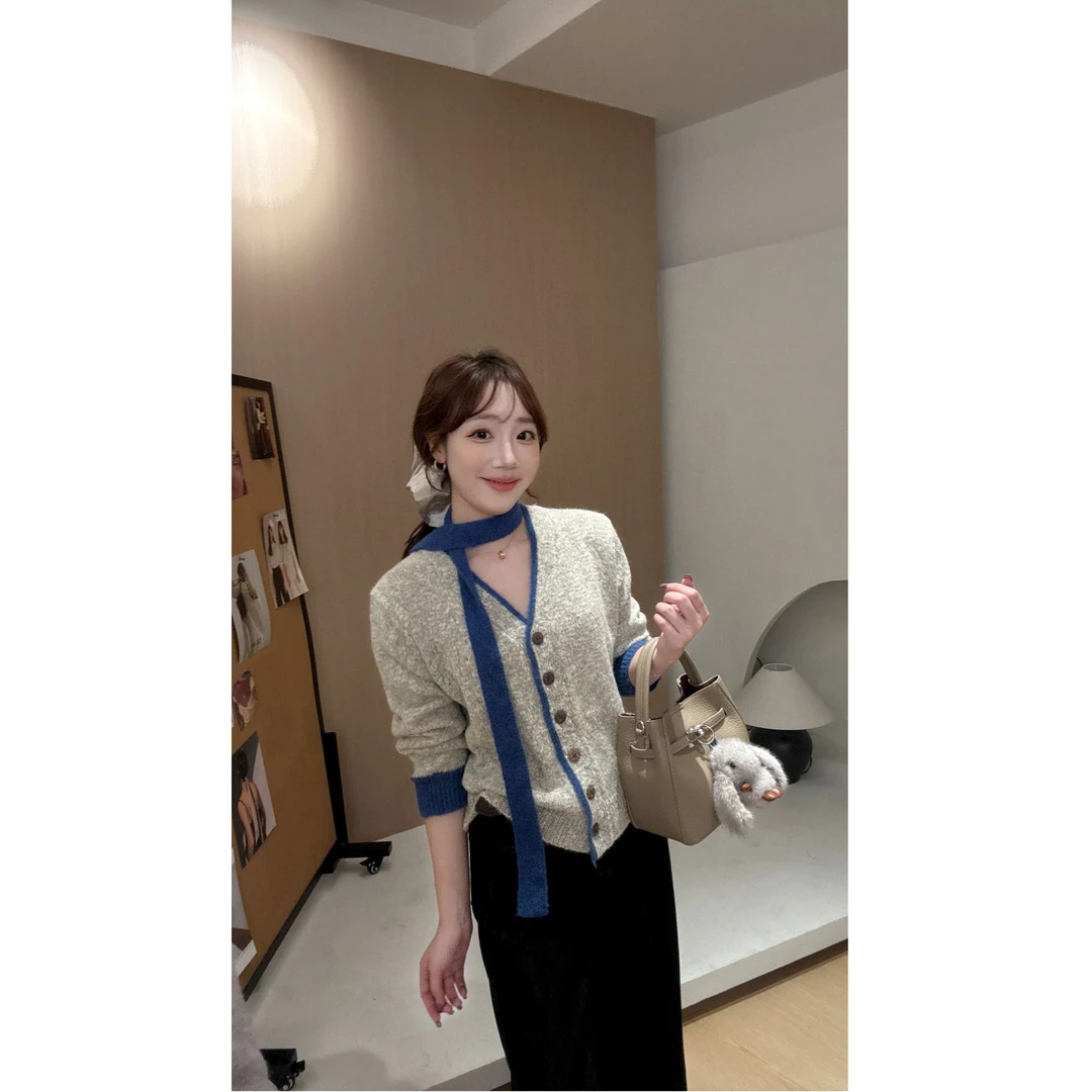 YPP！【蓝梦半岛】 百搭V领气质显瘦好穿毛衣针织衫外套秋冬