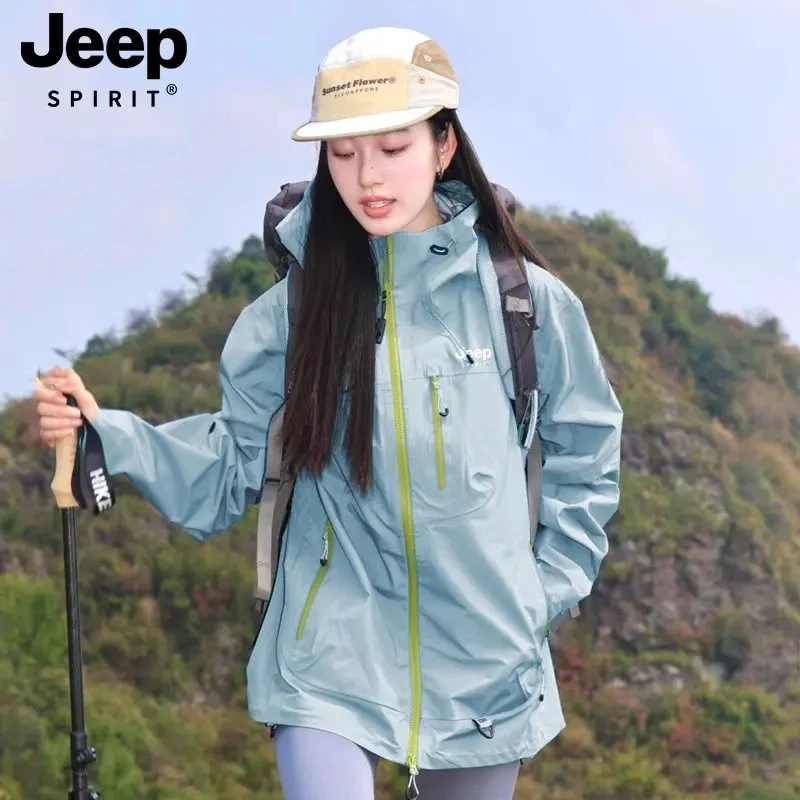 JEEP吉普新款冲锋衣女款爆款2025新款户外防风防水登山服外套男