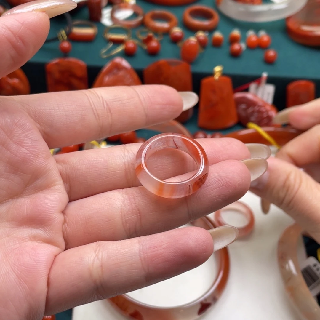 南红玛瑙未镶嵌川料南红冰飘戒圈