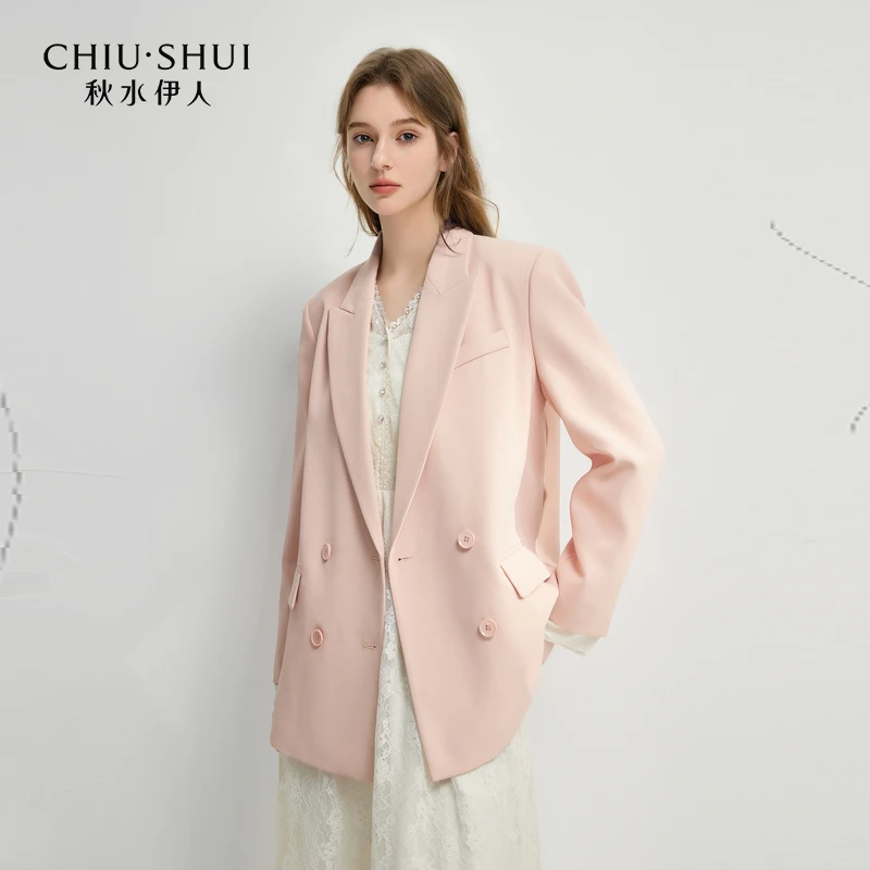 秋水伊人百搭西装2025年春季新款通勤风西装领外套625101C070513