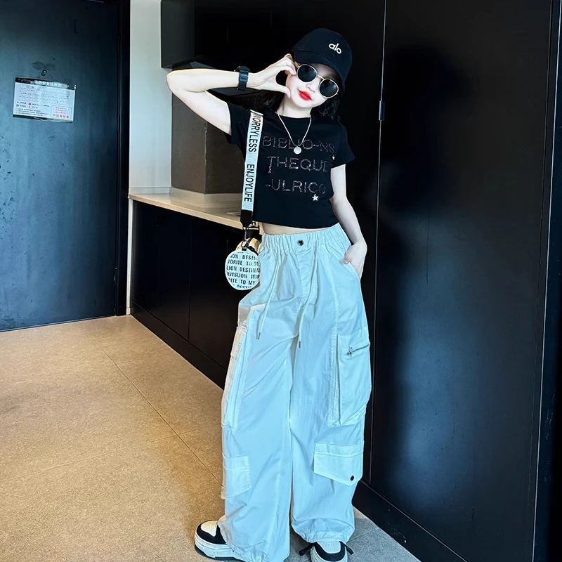 女童爵士舞街舞服装2025新款女大童嘻哈风炸街演出服儿童潮酷套装