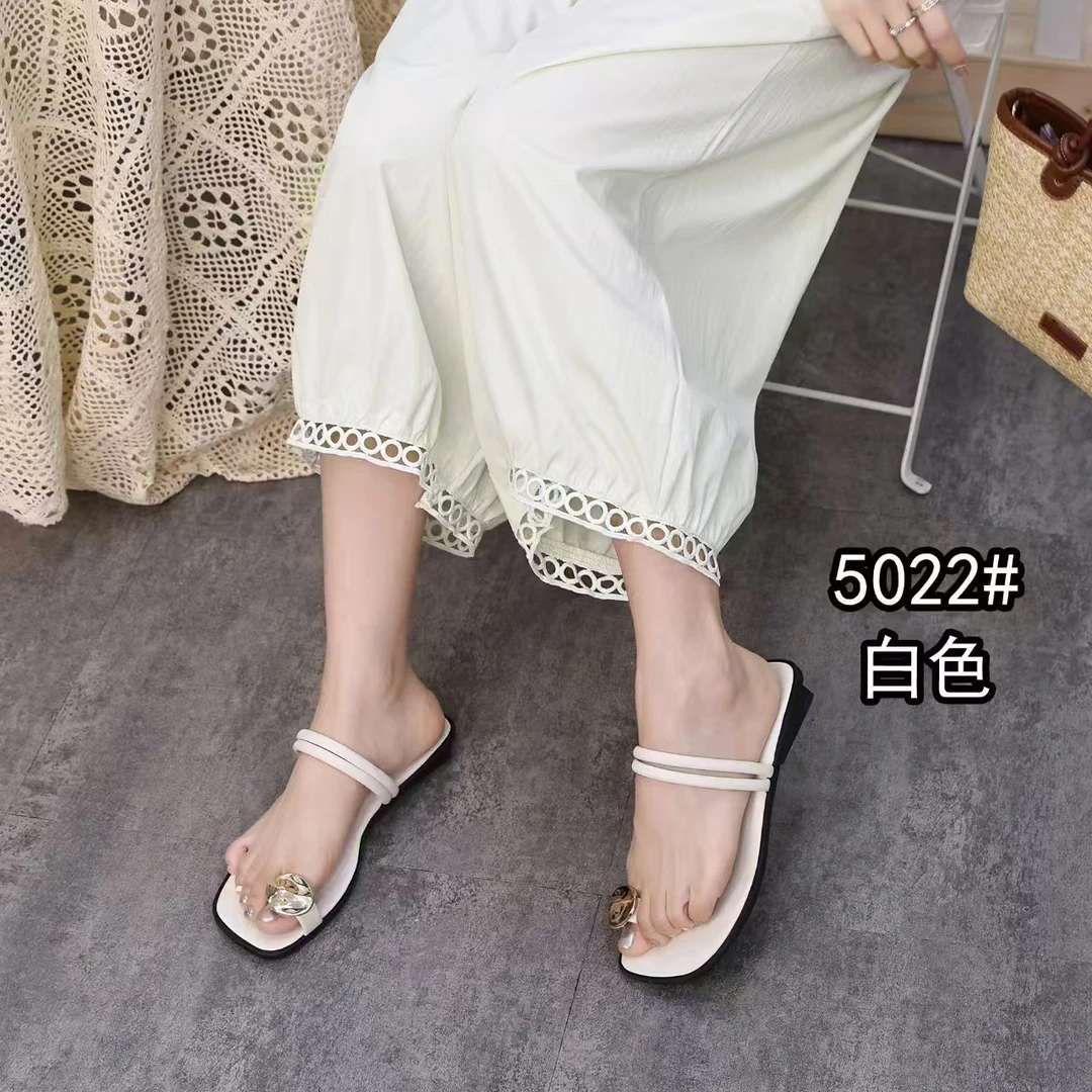 圆头纯色平跟修面皮韩版时装凉鞋夏季平底外穿港风
