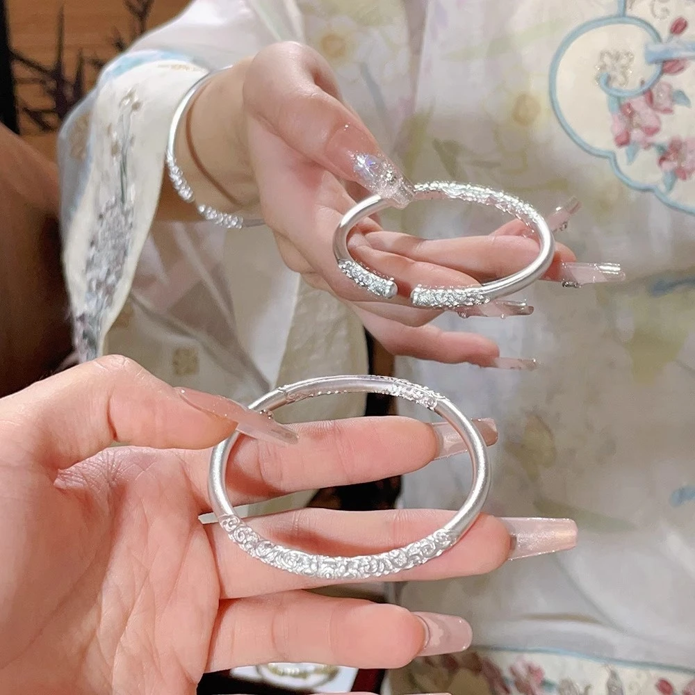 足银手镯 卷草纹手镯足银999简约百搭时尚设计轻奢情人节送女朋友