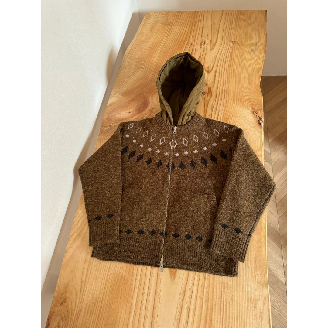 【断码捡漏】MY070-北欧复古费尔岛手工编织可拆卸连帽毛衣外套