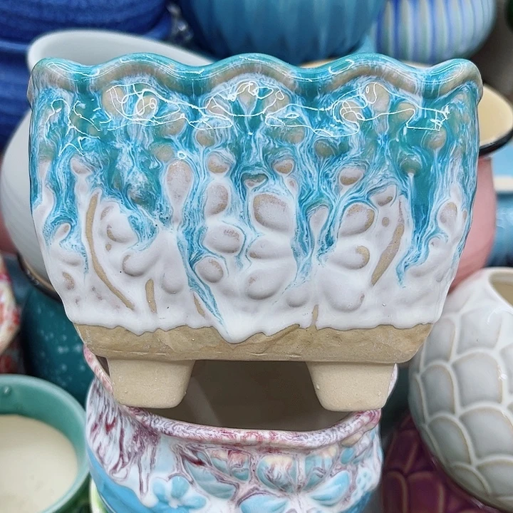 多肉绿植陶瓷花盆9.9包邮，有孔