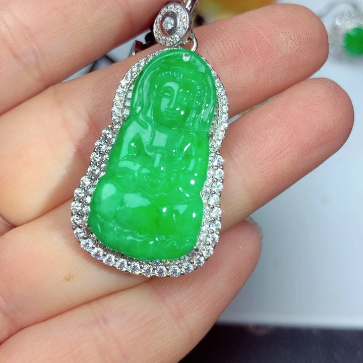翡翠吊坠(不含链)银S925镶嵌