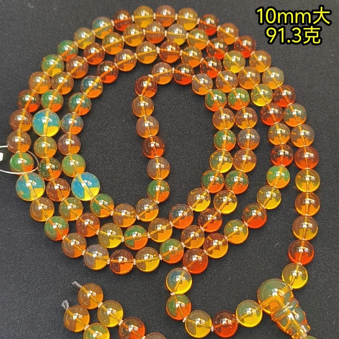 【月光琥珀】10大mm缅甸琥珀高配顶 级茶宝108