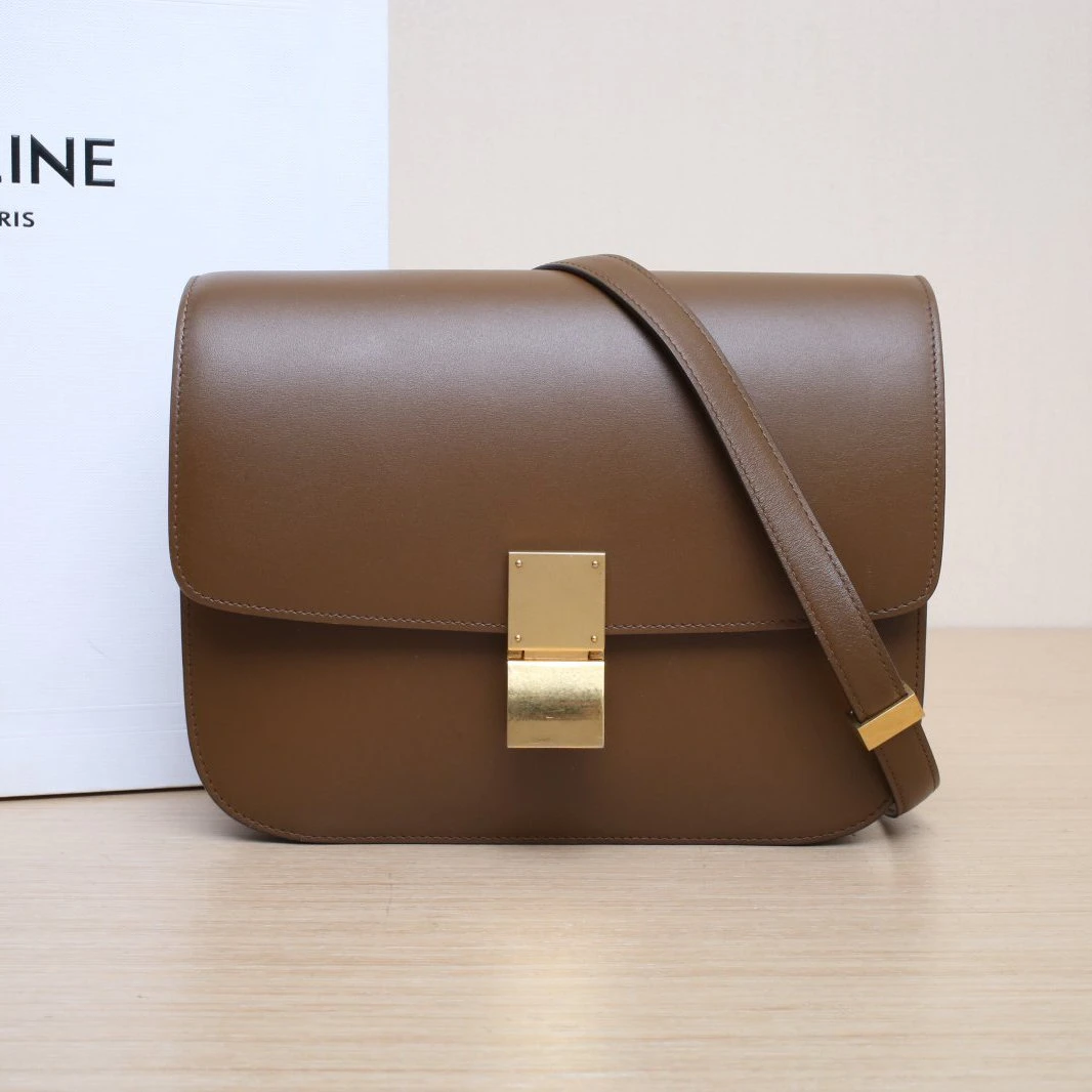 95新 Celine/思琳 【娇活动】Classic Box 金棕色 皮革C 992483