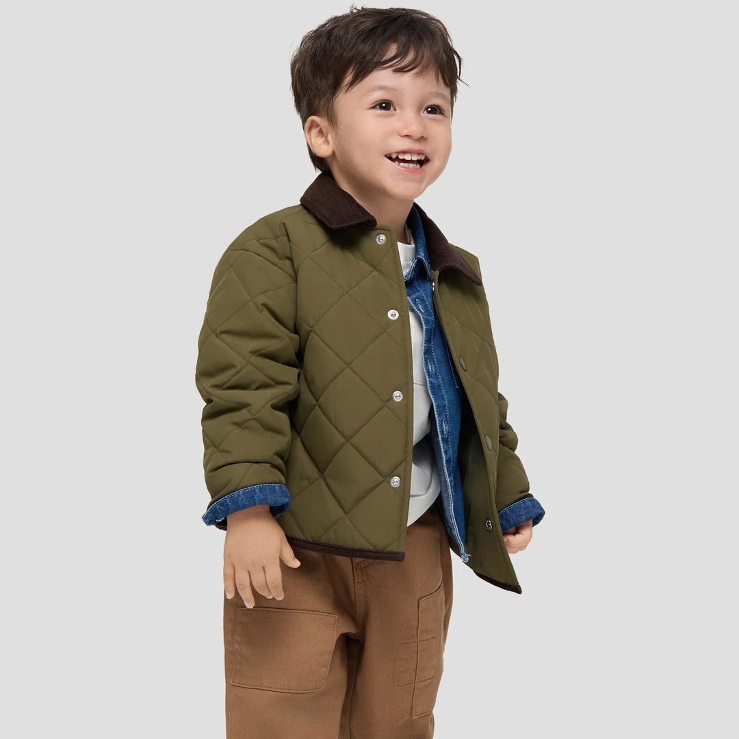 Gap男幼童2026冬季新款小熊刺绣巴恩风棉服儿童装外套美版789826
