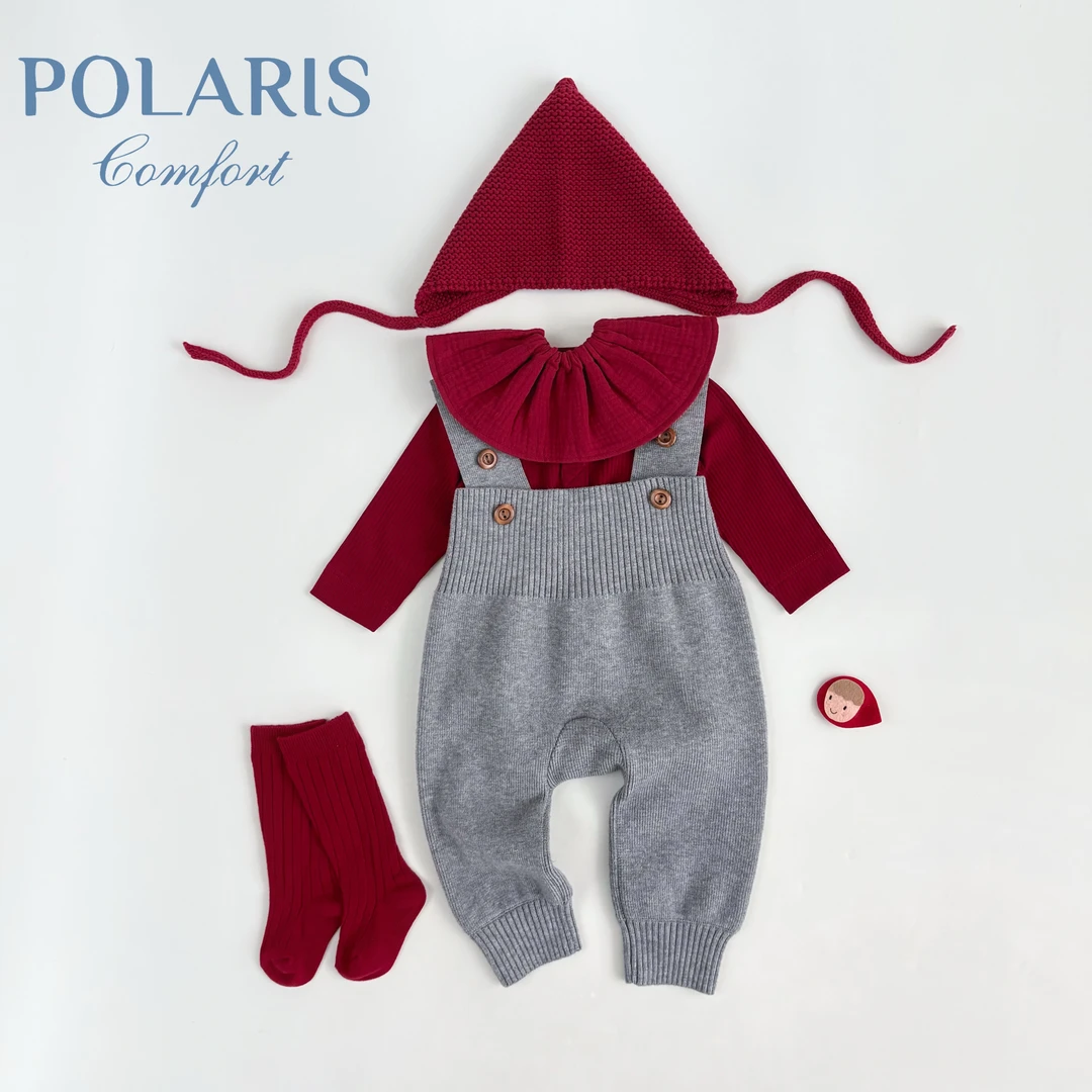 POLARIS | 限定红 | 婴儿男女宝A类百日周岁外出背带裤举重裤套装