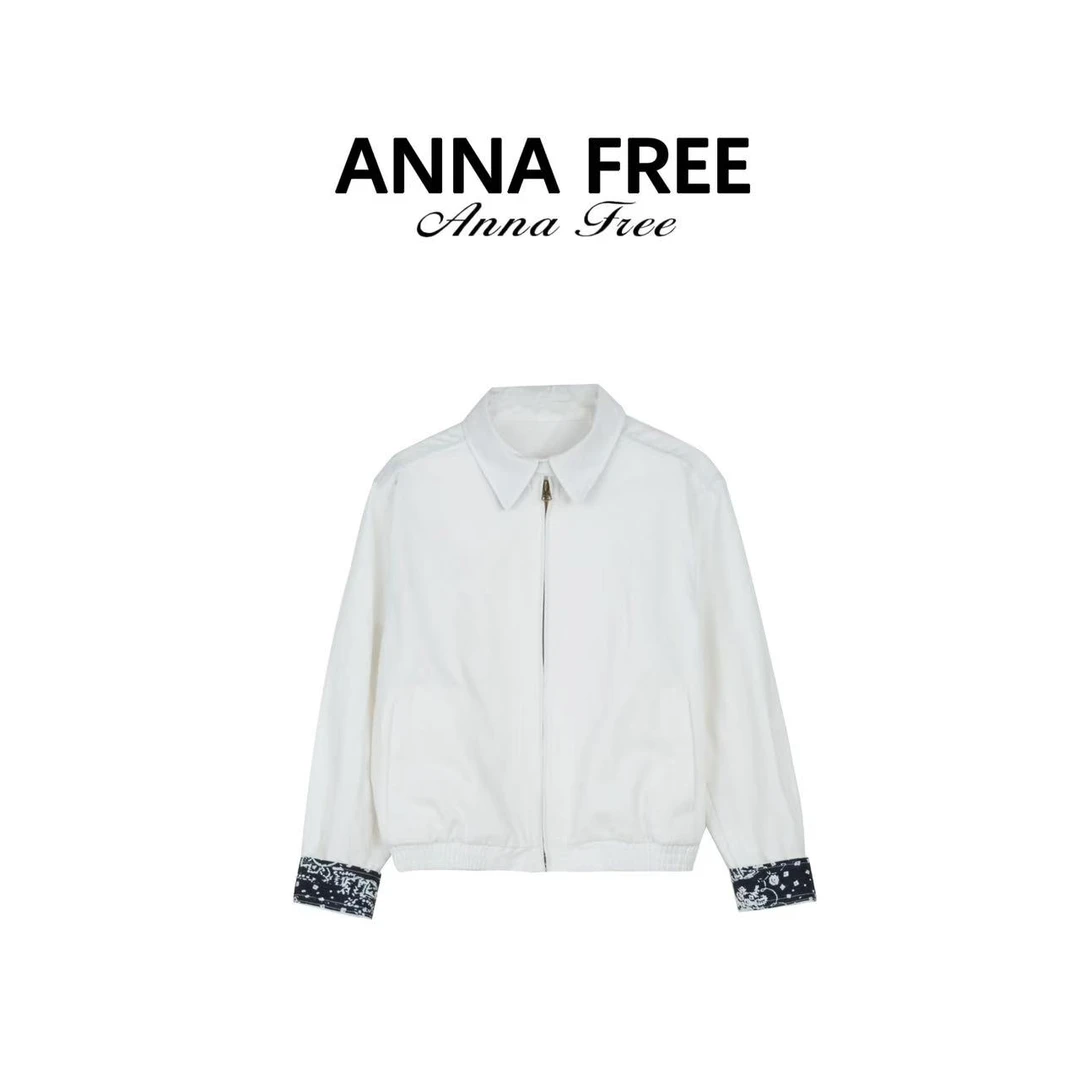 ANNA FREE【腰果花】休闲时尚拉链长袖女士春季简约外套ZCE25074