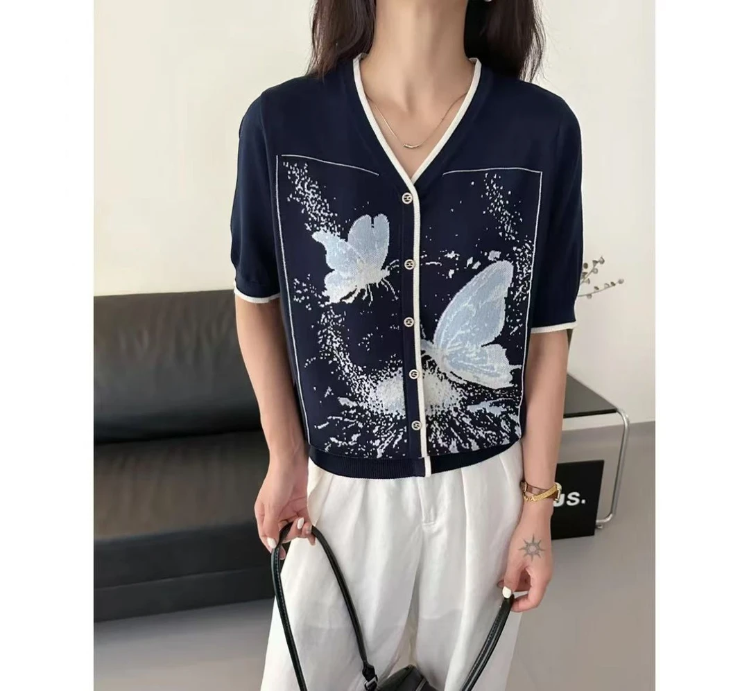 【E01-E200】系列高端轻奢时尚百搭洋气简约镂空-针织衫