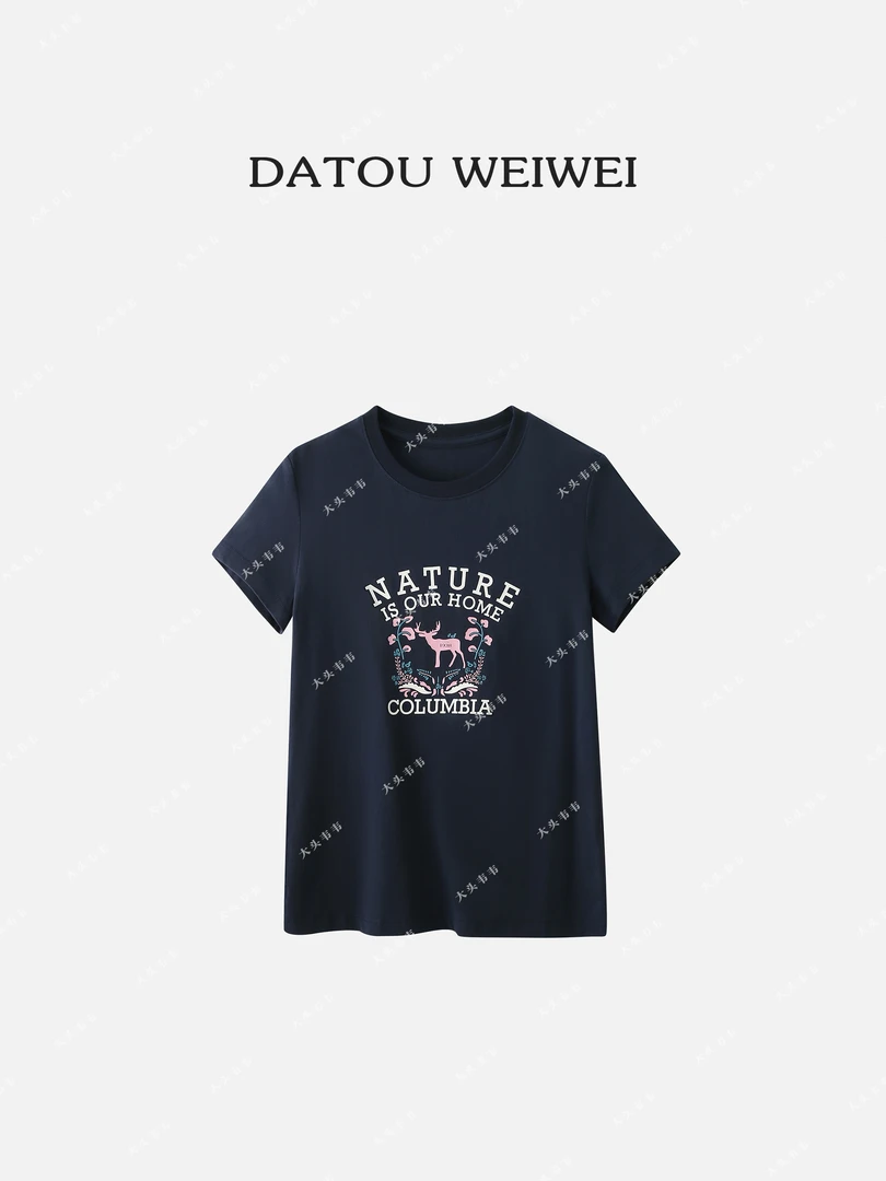 出游系列【小鹿乱撞】定制印花正肩短袖254319