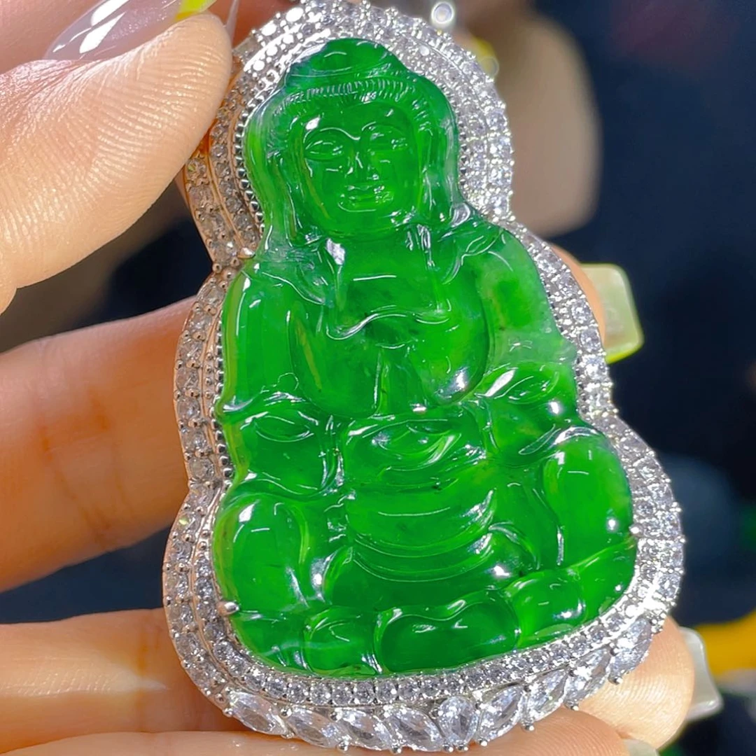 翡翠银S925镶嵌颈饰天然