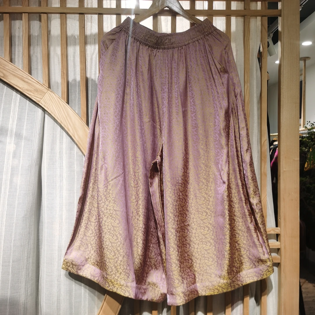 凤徕兮私人定制粉底金色小花全松紧花苞裤（SK5304）粉底金