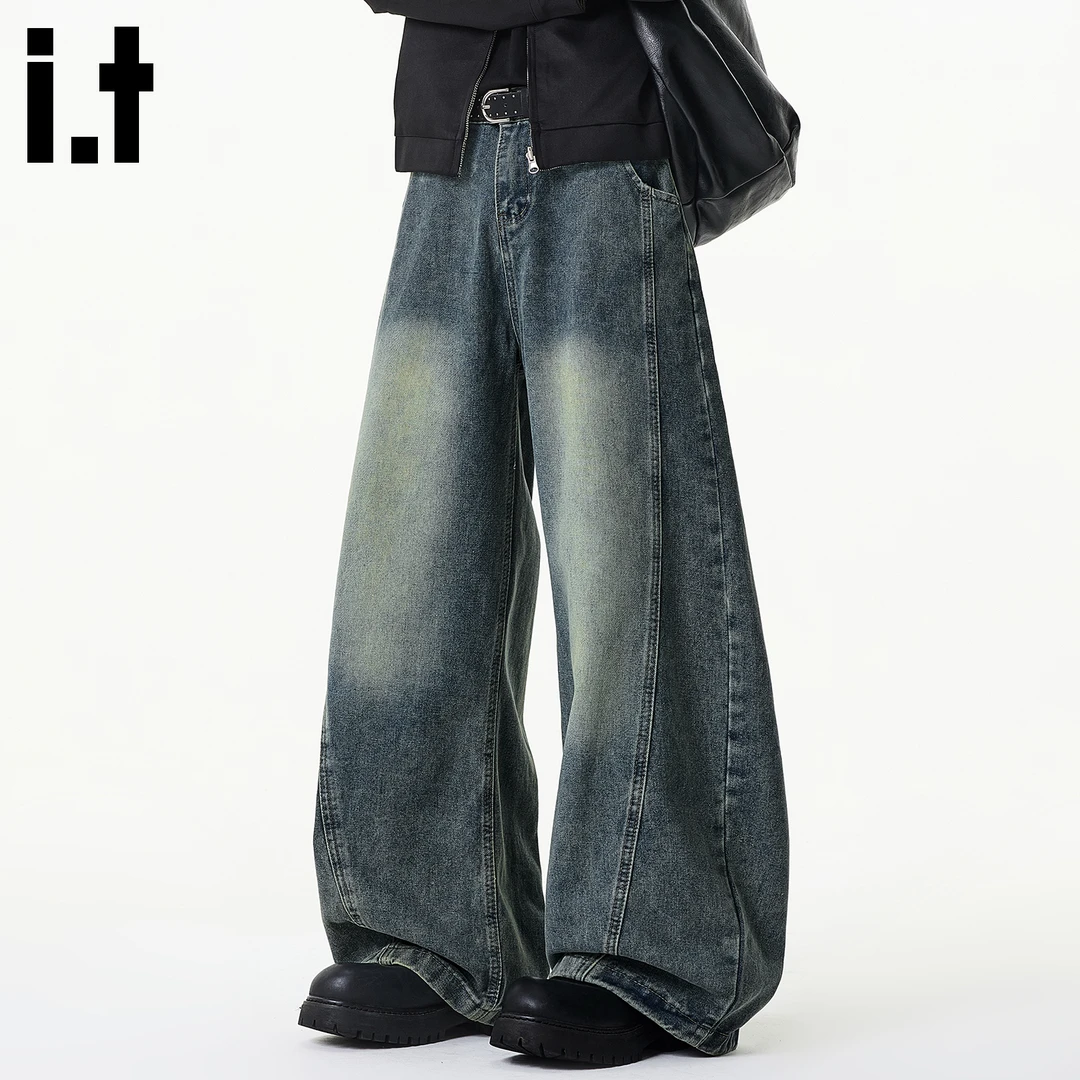 it: CHOCOOLATE美式复古弯刀牛仔裤男2025秋冬季拖地宽松潮流裤子