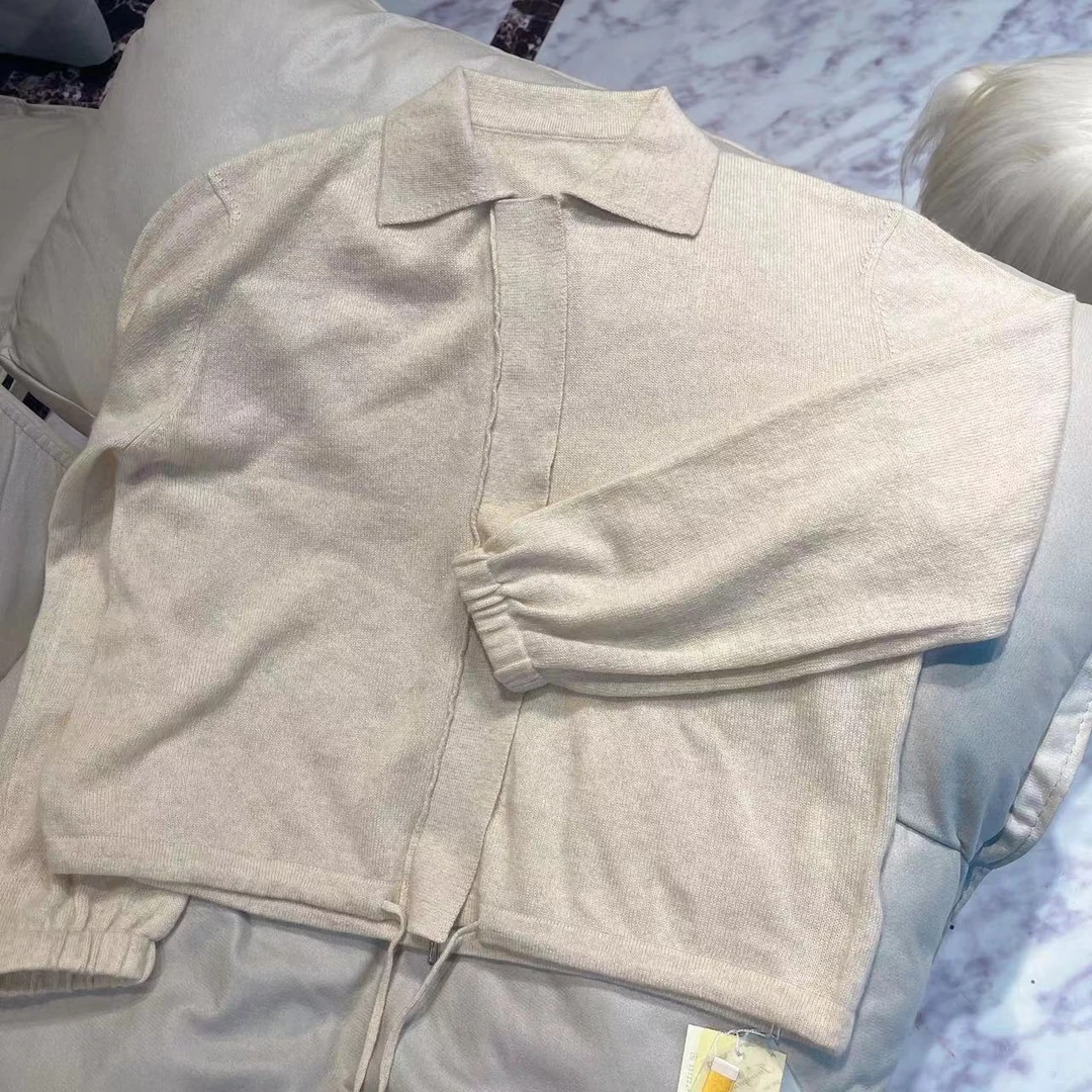 【俩月羊绒】-230724翻领拉链纯色羊绒衫气质优雅款时尚百搭