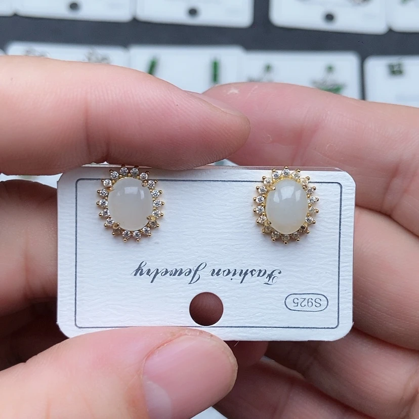 【闪购商品】银S925镶嵌翡翠耳饰