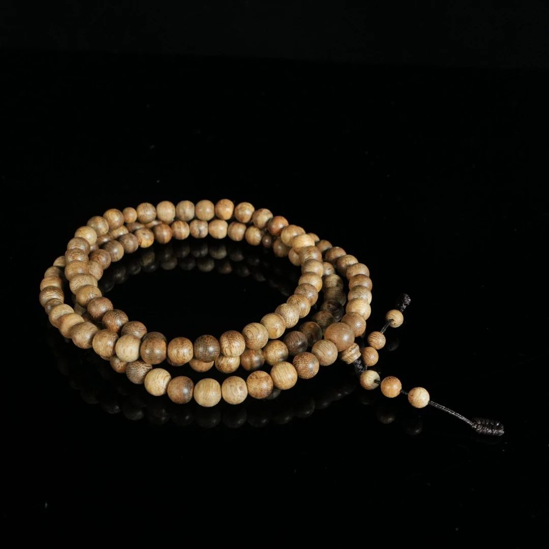 B4466 东马黑油虎斑软丝沉香念珠 0.77cm 12.7g