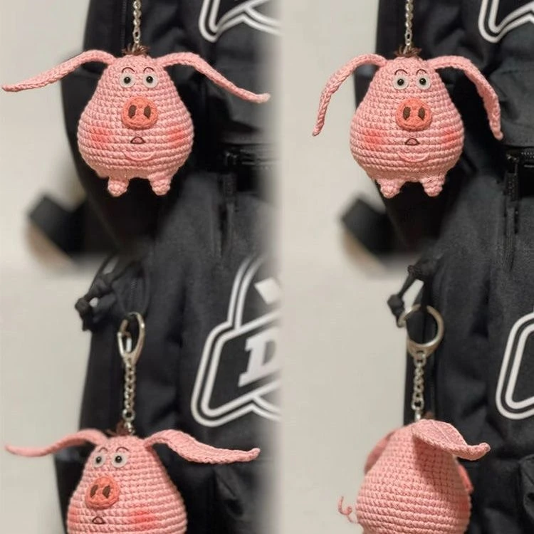 （成品）可爱太乙手工编织哪吒飞天猪毛线钩针玩偶猪diy礼物送人