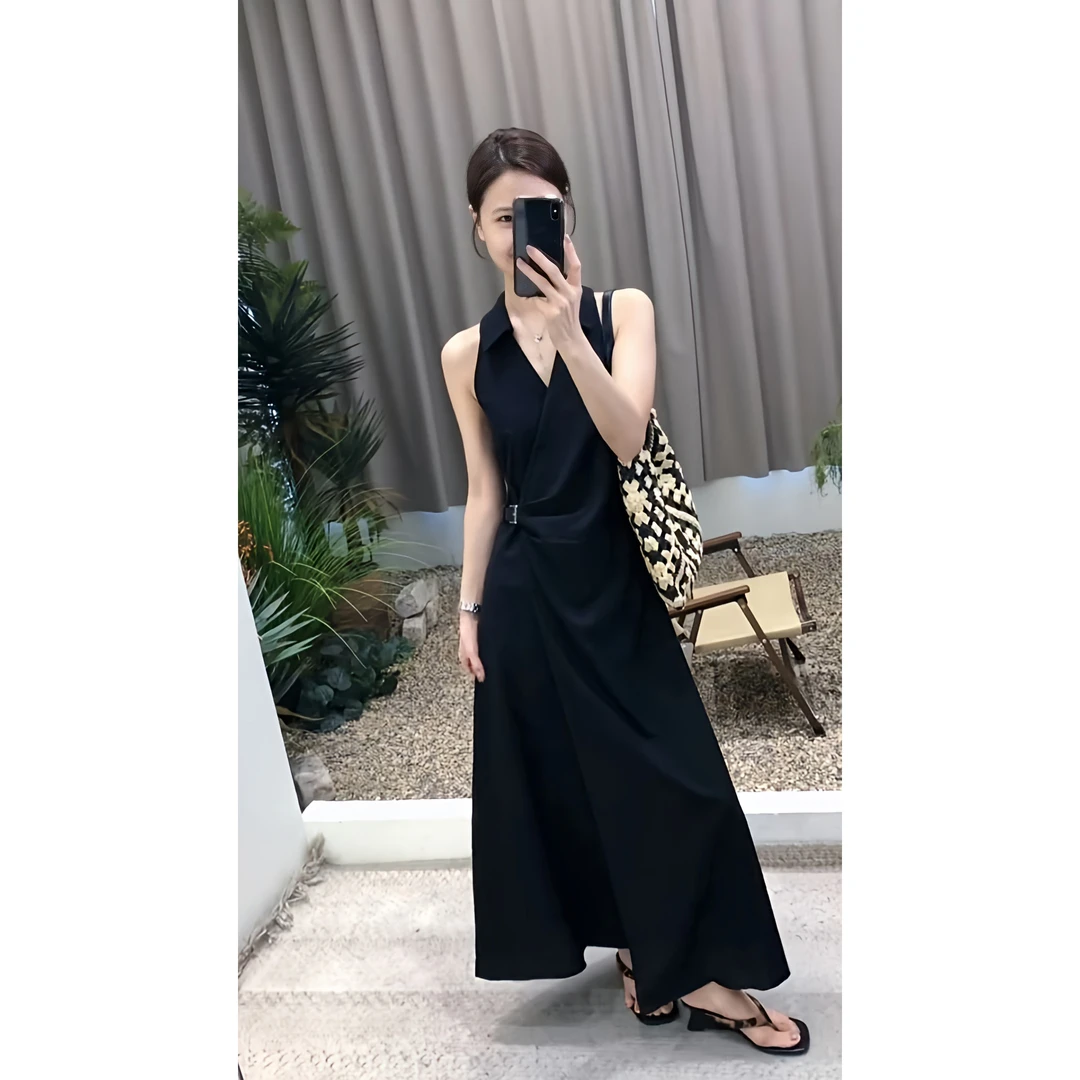 夏季新款法式气质时尚2025年爆款气质休闲显瘦围裹式裹身裙连衣裙