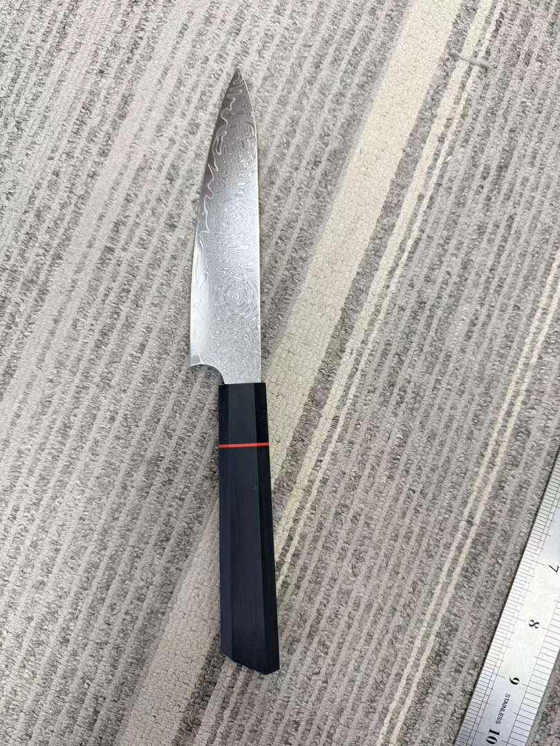 喷砂工艺大马士革水果刀成品