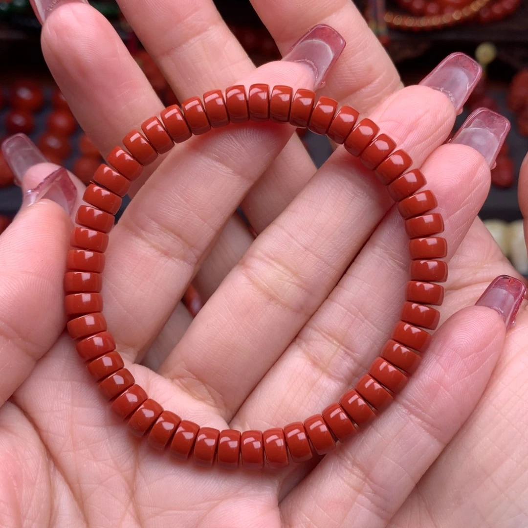 南红玛瑙精工药片手串未镶嵌6.3