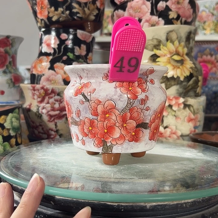 景德镇幸运花盆手绘韩式花盆