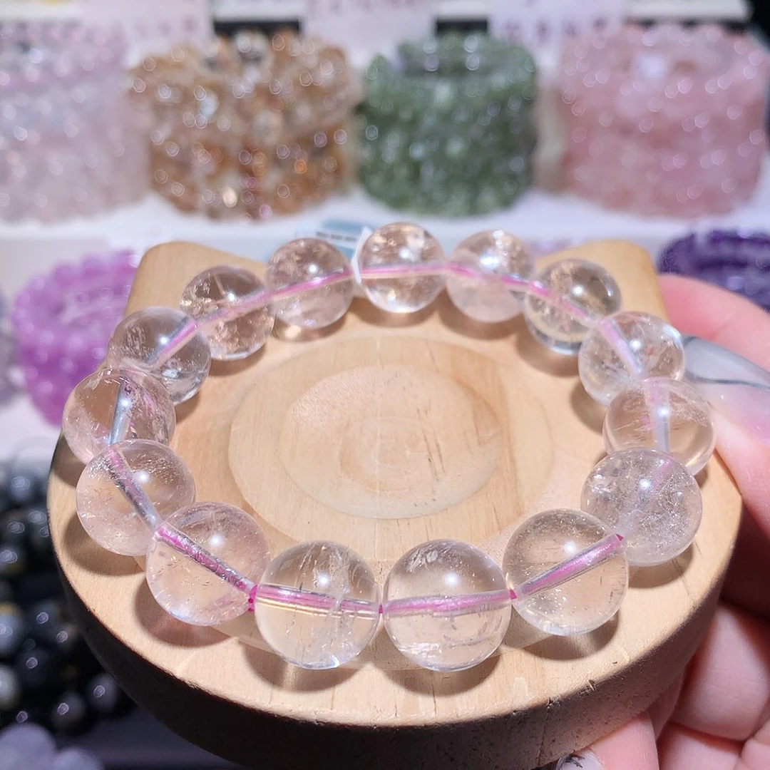 未镶嵌手链水晶爆闪透体粉阿塞14