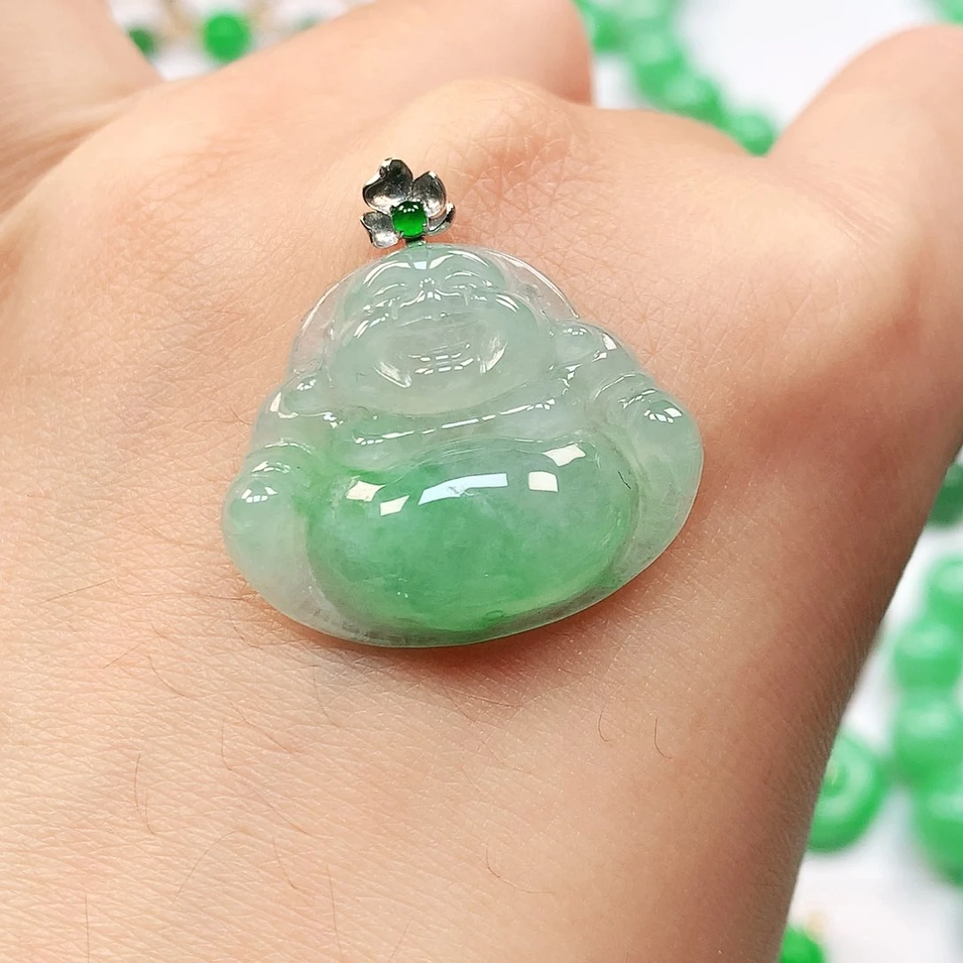 吊坠(不含链)18K金镶嵌翡翠