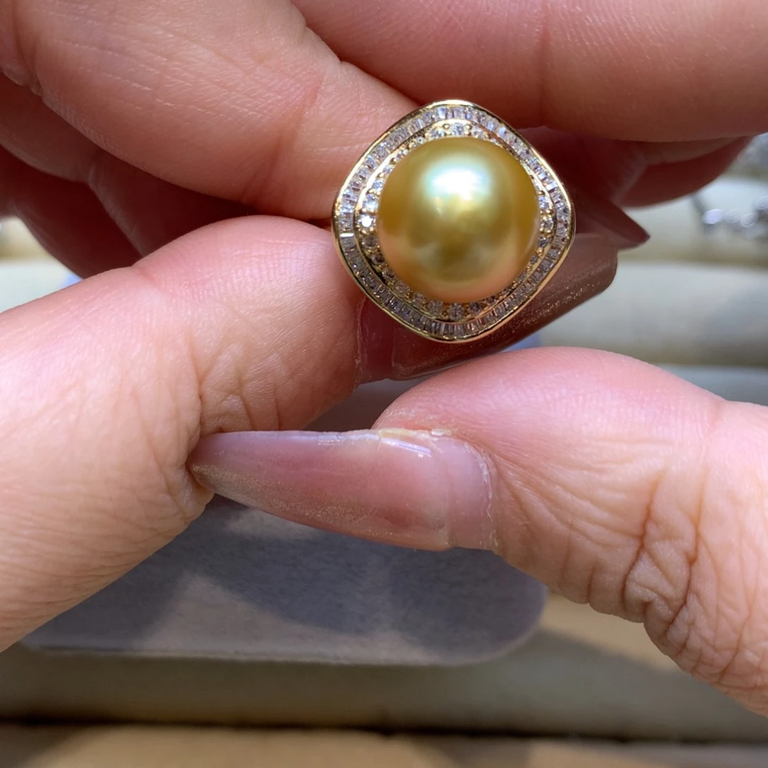 银S925镶嵌戒指海水珍珠