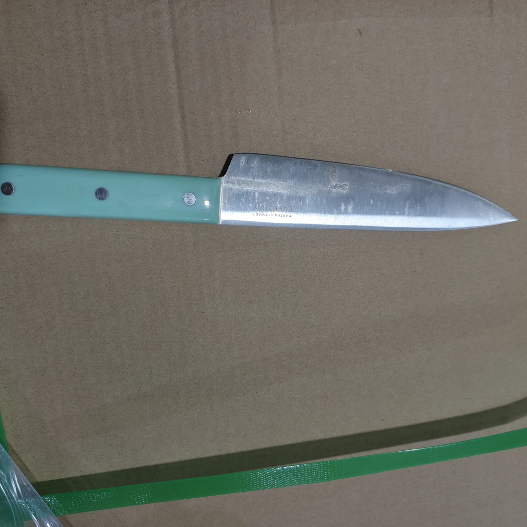 MS绿手柄手工主厨刀一支长34.5厘米