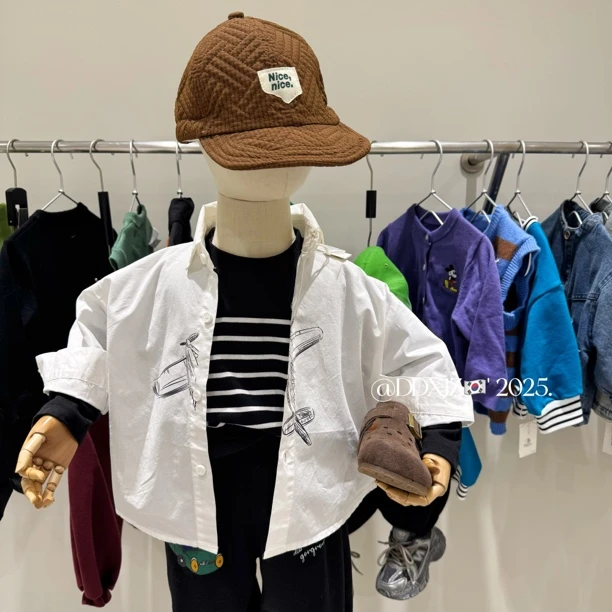 秋季新款滚滚家原创儿童韩版长袖小飞机衬衫 8085