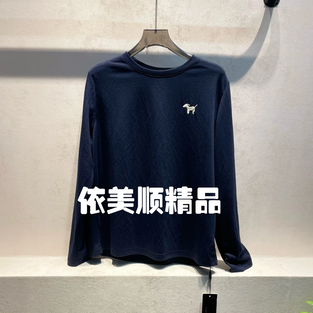 依美顺精品251886菲玛掂透气常规款刺绣圆领印花长袖T恤轻奢女士