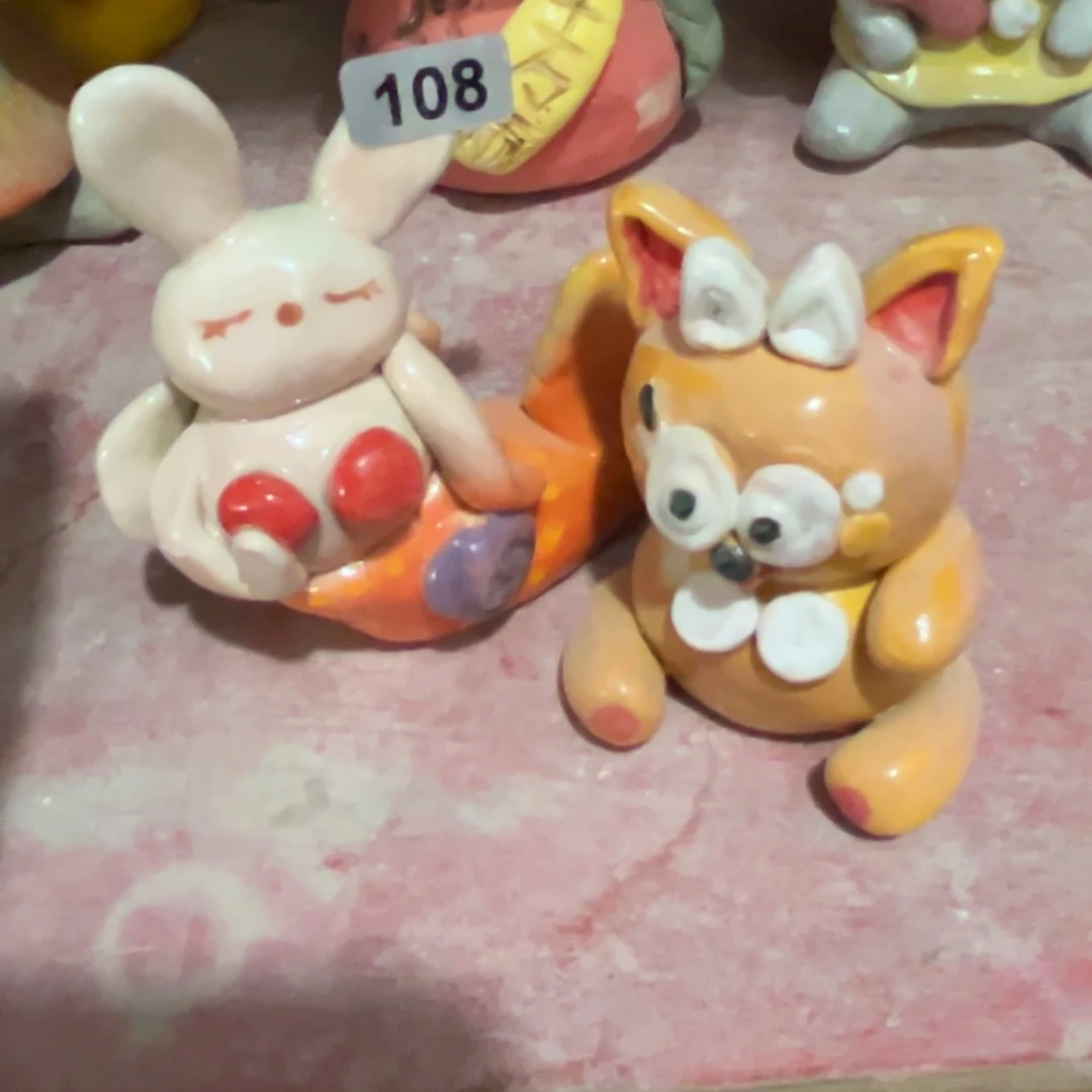 摆件纯手工抽象陶瓷摆件微瑕108组合