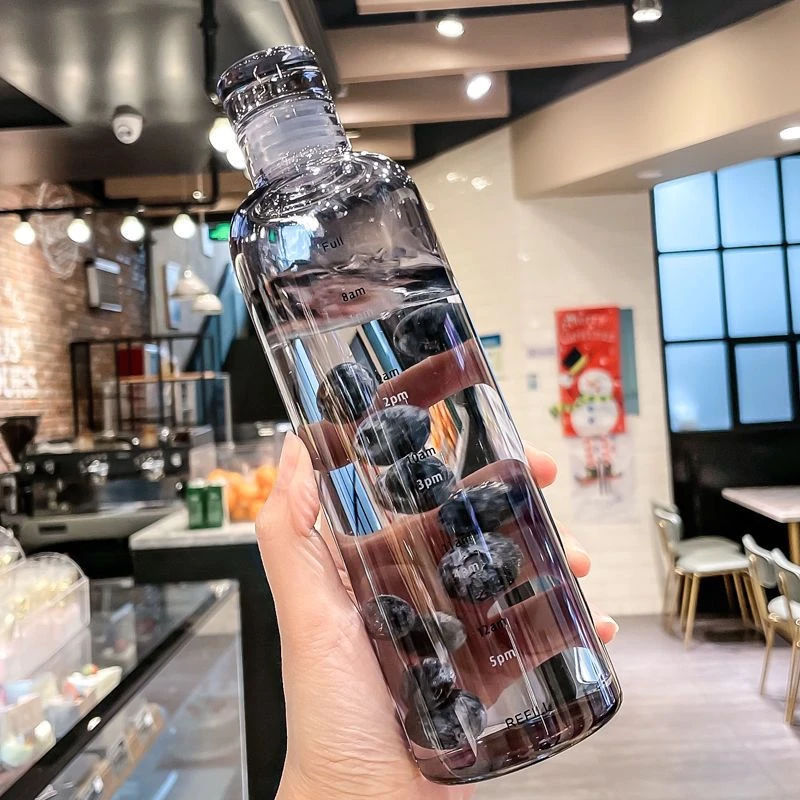 时间刻度杯大容量防摔塑料冷泡瓶咖啡果汁茶杯子便携外带透明水杯