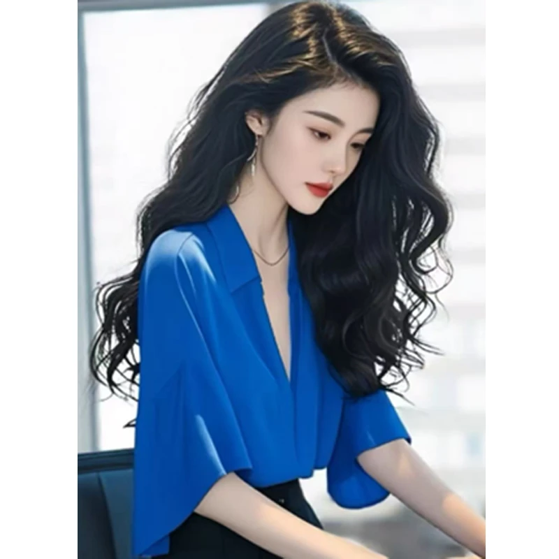 2025夏季多巴胺风格衣服纯欲风网红洋气炸街女装红色宽松衬衫上衣